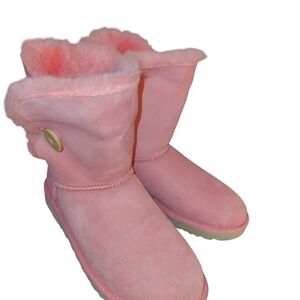 UGG Bailey Button Pink Rose Sheepskin Boots